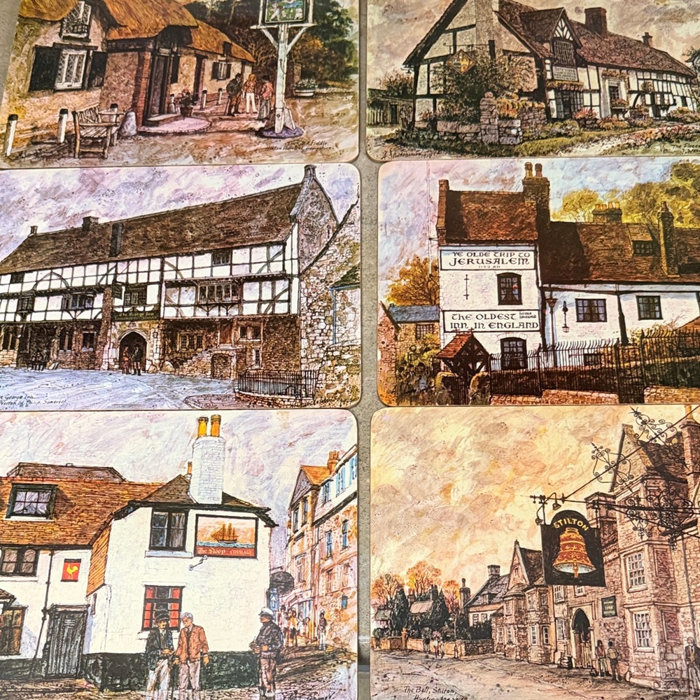 Clover Leaf Vintage Illustrated English Village Placemat Set of 6